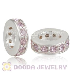 Sterling Silver European Spacer Beads with Light Amethyst Austrian Crystal