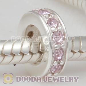 Sterling Silver European Spacer Beads with Light Amethyst Austrian Crystal