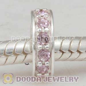 Sterling Silver European Spacer Beads with Light Amethyst Austrian Crystal