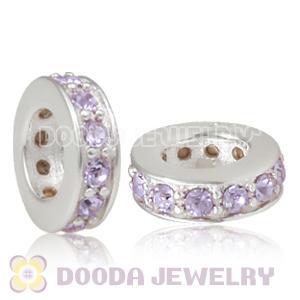 Sterling Silver European Spacer Beads with Violet Austrian Crystal