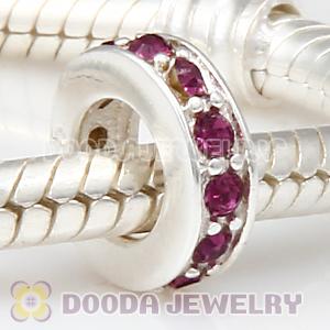 Sterling Silver European Spacer Beads with Amethyst Austrian Crystal