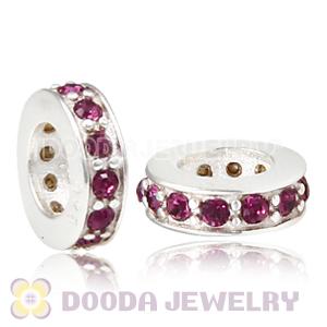 Sterling Silver European Spacer Beads with Amethyst Austrian Crystal