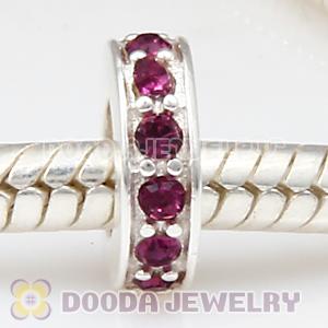 Sterling Silver European Spacer Beads with Amethyst Austrian Crystal