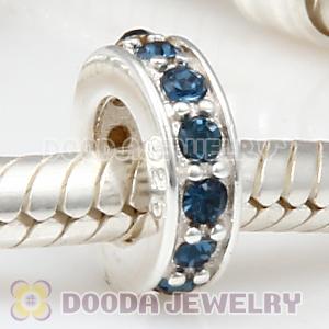 Sterling Silver European Spacer Beads with Montana Austrian Crystal