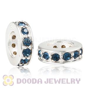 Sterling Silver European Spacer Beads with Montana Austrian Crystal