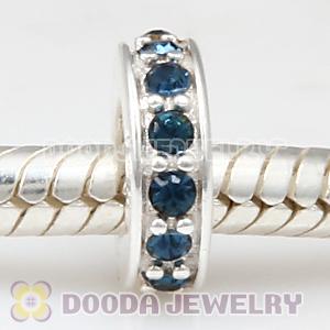 Sterling Silver European Spacer Beads with Montana Austrian Crystal