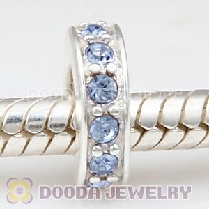 Sterling Silver European Spacer Beads with Light Sapphire Austrian Crystal