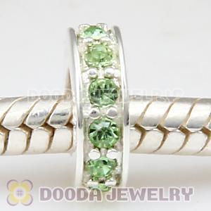 Sterling Silver European Spacer Beads with Peridot Austrian Crystal