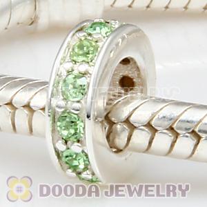 Sterling Silver European Spacer Beads with Peridot Austrian Crystal