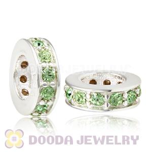 Sterling Silver European Spacer Beads with Peridot Austrian Crystal