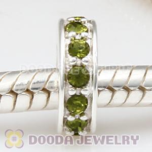 Sterling Silver European Spacer Beads with Olivine Austrian Crystal