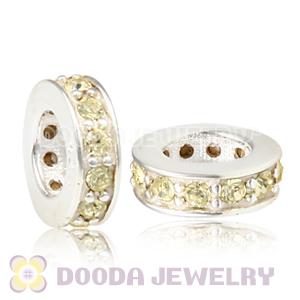 Sterling Silver European Spacer Beads with Jonquil Austrian Crystal