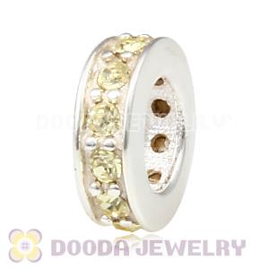 Sterling Silver European Spacer Beads with Jonquil Austrian Crystal