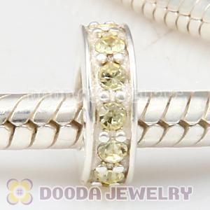 Sterling Silver European Spacer Beads with Jonquil Austrian Crystal