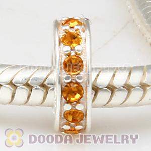 Sterling Silver European Spacer Beads with Topaz Austrian Crystal