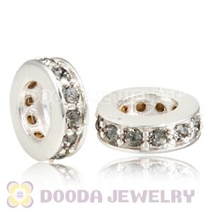 Sterling Silver European Spacer Beads with Black Diamond Austrian Crystal