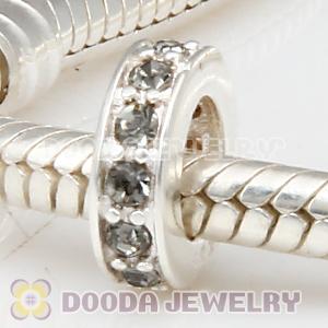 Sterling Silver European Spacer Beads with Black Diamond Austrian Crystal