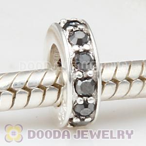 Sterling Silver European Spacer Beads with Jet Hematite Austrian Crystal