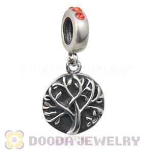 Sterling Silver Tree of Life Dangle Beads with Hyacinth Austrian Crystal