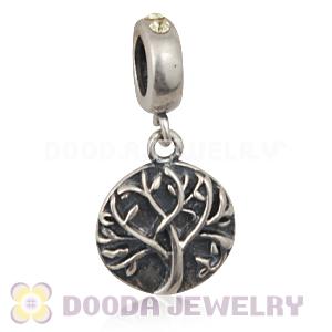 Sterling Silver Tree of Life Dangle Beads with Jonquil Austrian Crystal