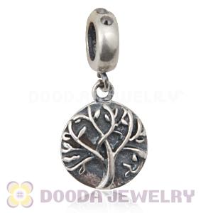 Sterling Silver Tree of Life Dangle Beads with Jet Hematite Austrian Crystal
