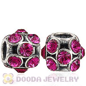 European Sterling Silver Whimsical Lights with Fuchsia Austrian Crystal Charm