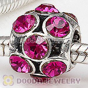European Sterling Silver Whimsical Lights with Fuchsia Austrian Crystal Charm