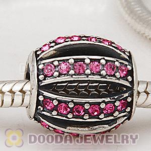 European Sterling Silver Leading Lady with Rose Austrian Crystal Charm