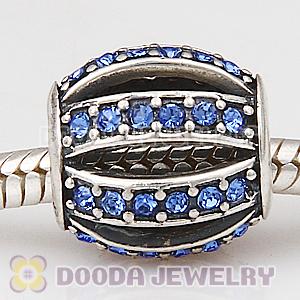 European Sterling Silver Leading Lady with Sapphire Austrian Crystal Charm