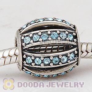 European Sterling Silver Leading Lady with Aquamarine Austrian Crystal Charm