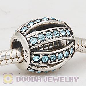 European Sterling Silver Leading Lady with Aquamarine Austrian Crystal Charm