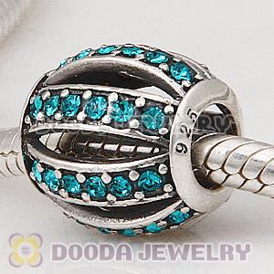 European Sterling Silver Leading Lady with Blue Zircon Austrian Crystal Charm