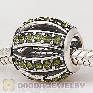 European Sterling Silver Leading Lady with Olivine Austrian Crystal Charm