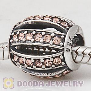 European Sterling Silver Leading Lady with Light Peach Austrian Crystal Charm