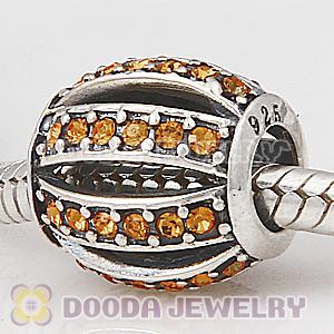 European Sterling Silver Leading Lady with Topaz Austrian Crystal Charm