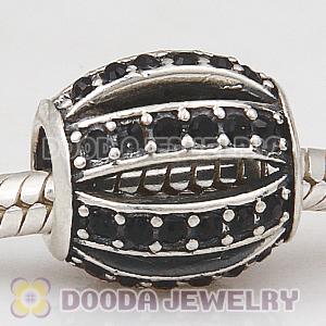 European Sterling Silver Leading Lady with Jet Austrian Crystal Charm