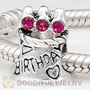 Silver Plated Birthday Cake Charm Beads with Stone Wholesale 
