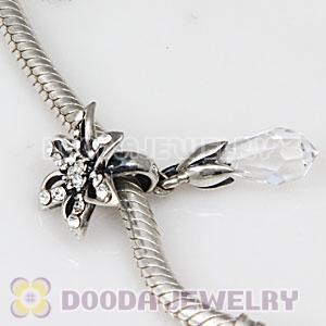 European Sterling Silver Lily Briolette Dangle Beads with Crystal Austrian Crystal