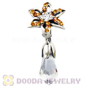 Sterling Silver Lily Briolette Dangle Beads with Topaz and Crystal Austrian Crystal