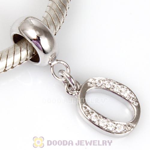 925 Sterling Silver Dangle Letter O Beads with CZ Stone