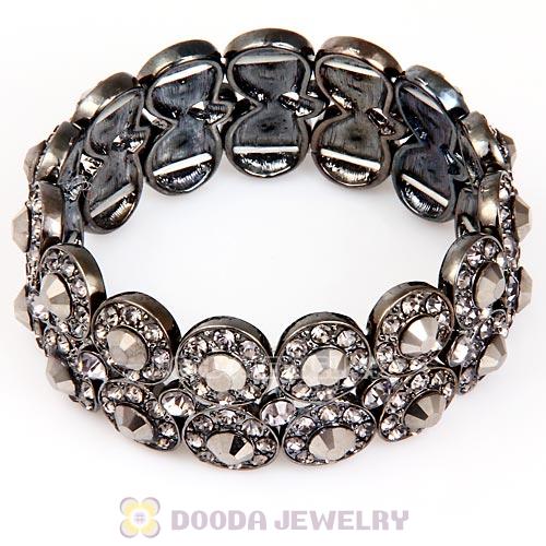 Hip Hop Style Pave Crystal Stretch Wrap Alloy Bracelet