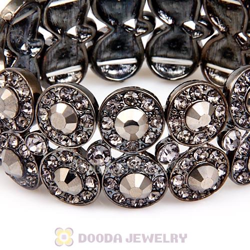 Hip Hop Style Pave Crystal Stretch Wrap Alloy Bracelet