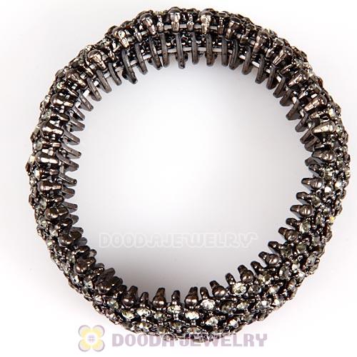 Hip Hop Style Pave Crystal Stretch Wrap Alloy Bracelet