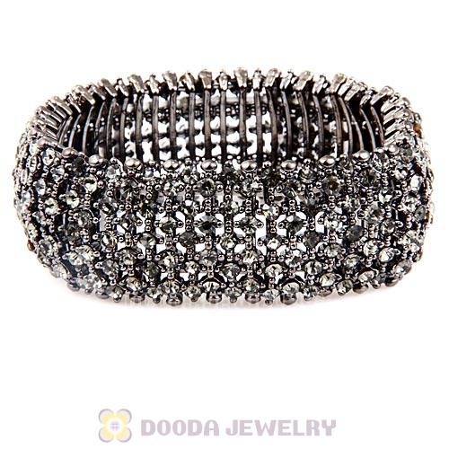 Hip Hop Style Pave Crystal Stretch Wrap Alloy Bracelet