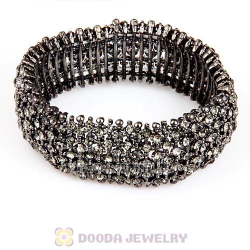 Hip Hop Style Pave Crystal Stretch Wrap Alloy Bracelet