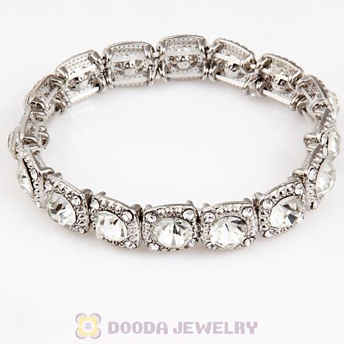 Hip Hop Style Pave Crystal Stretch Wrap Alloy Bracelet