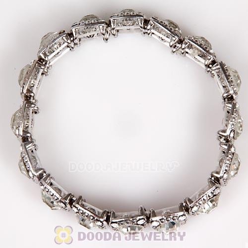 Hip Hop Style Pave Crystal Stretch Wrap Alloy Bracelet