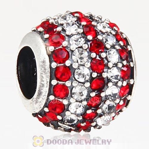 2013 European Sterling Silver Pave Lights With Crystal Light Siam Austrian Crystal Charm