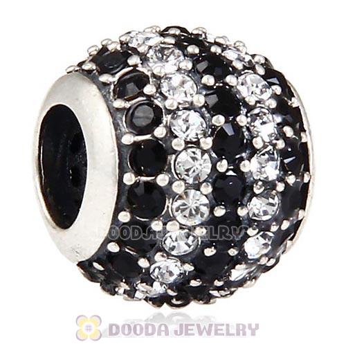 2013 European Sterling Silver Pave Lights With Crystal Jet Austrian Crystal Charm