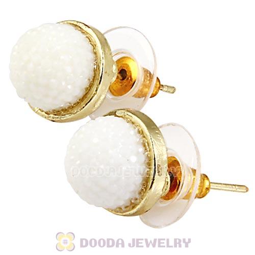 Fashion Gold Plated White Bubble Strawberry Stud Earring Wholesale